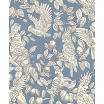 Tapetti Långelid/Von Brömssen Talk about cockatoos sininen 0.53x10.05m, non-woven