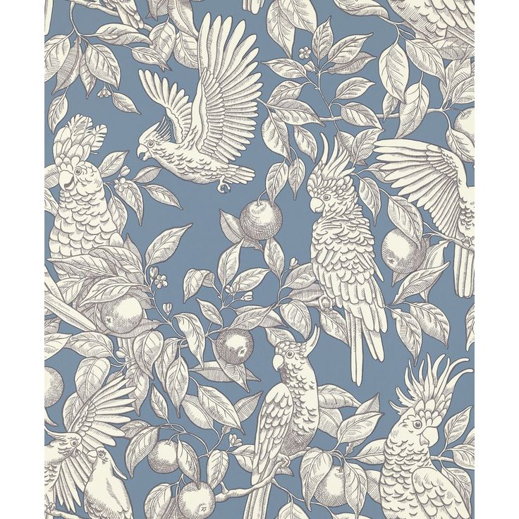 Tapetti Långelid/Von Brömssen Talk about cockatoos sininen 0.53x10.05m, non-woven