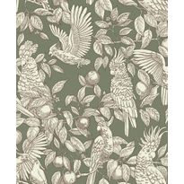 Tapetti Långelid/Von Brömssen Talk about cockatoos vihreä 0.53x10.05m, non-woven