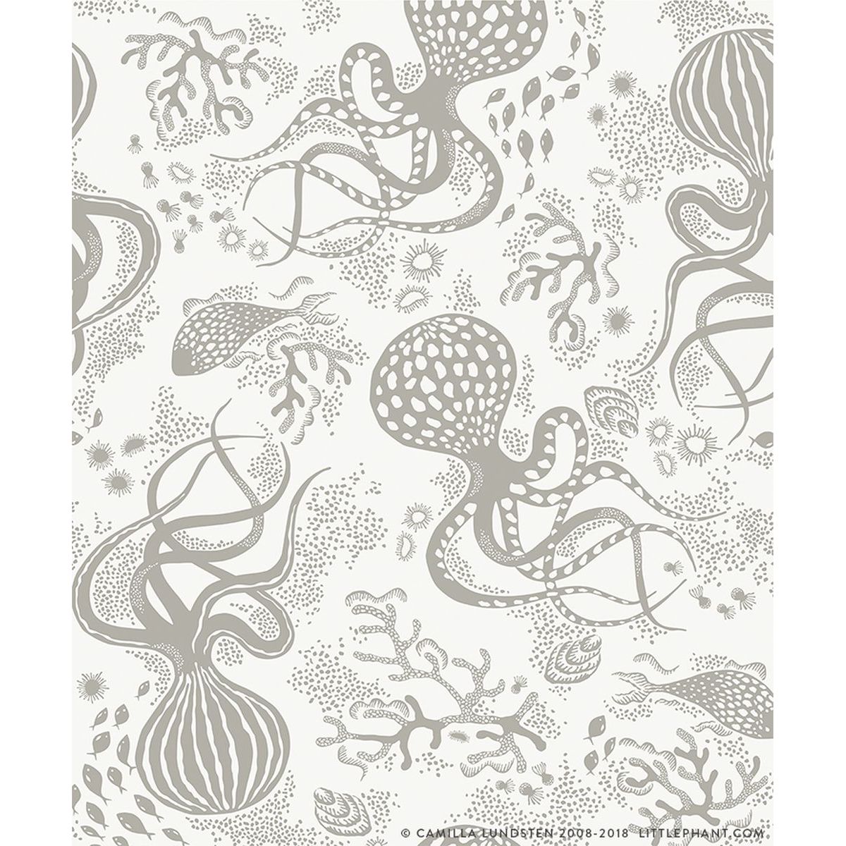 Tapetti Littlephant Aquatic harmaa 0.53x10.05m, non-woven