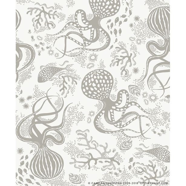Tapetti Littlephant Aquatic harmaa 0.53x10.05m, non-woven