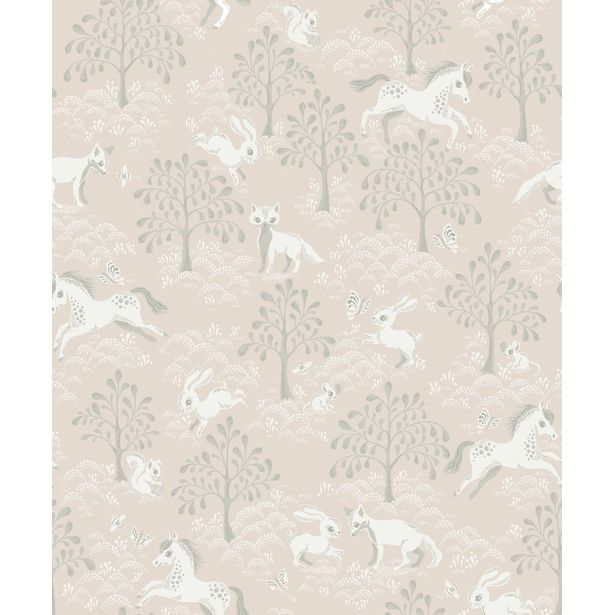 Tapetti Littlephant Fairytale fox vaaleanpunainen 0.53x10.05m, non-woven