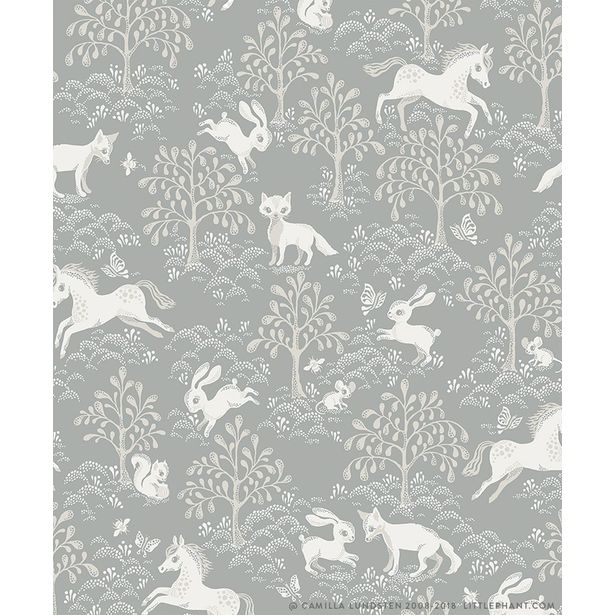 Tapetti Littlephant Fairytale fox vaaleansininen 0.53x10.05m, non-woven