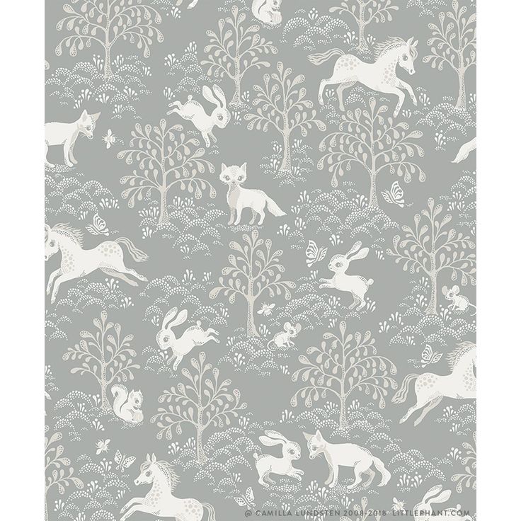 Lastenhuoneen tapetti Littlephant Fairytale fox vaaleansininen 0.53x10.05m, non-woven