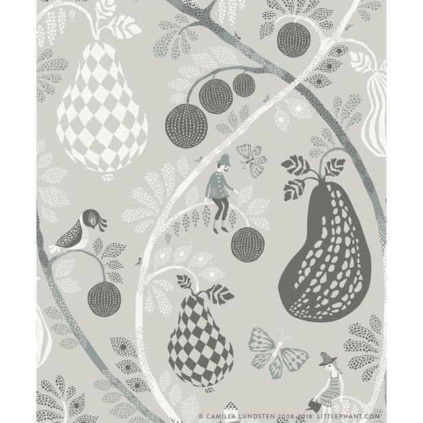 Tapetti Littlephant Fruit garden harmaa 0.53x10.05m, non-woven