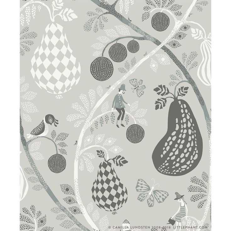Lastenhuoneen tapetti Littlephant Fruit garden harmaa 0.53x10.05m, non-woven