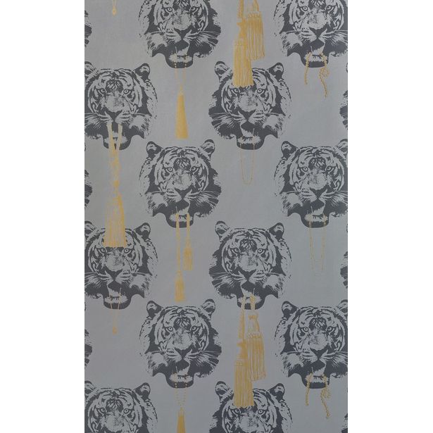 Tapetti Studio Lisa Bengtsson Coco tiger harmaa 0.53x10.05m, non-woven