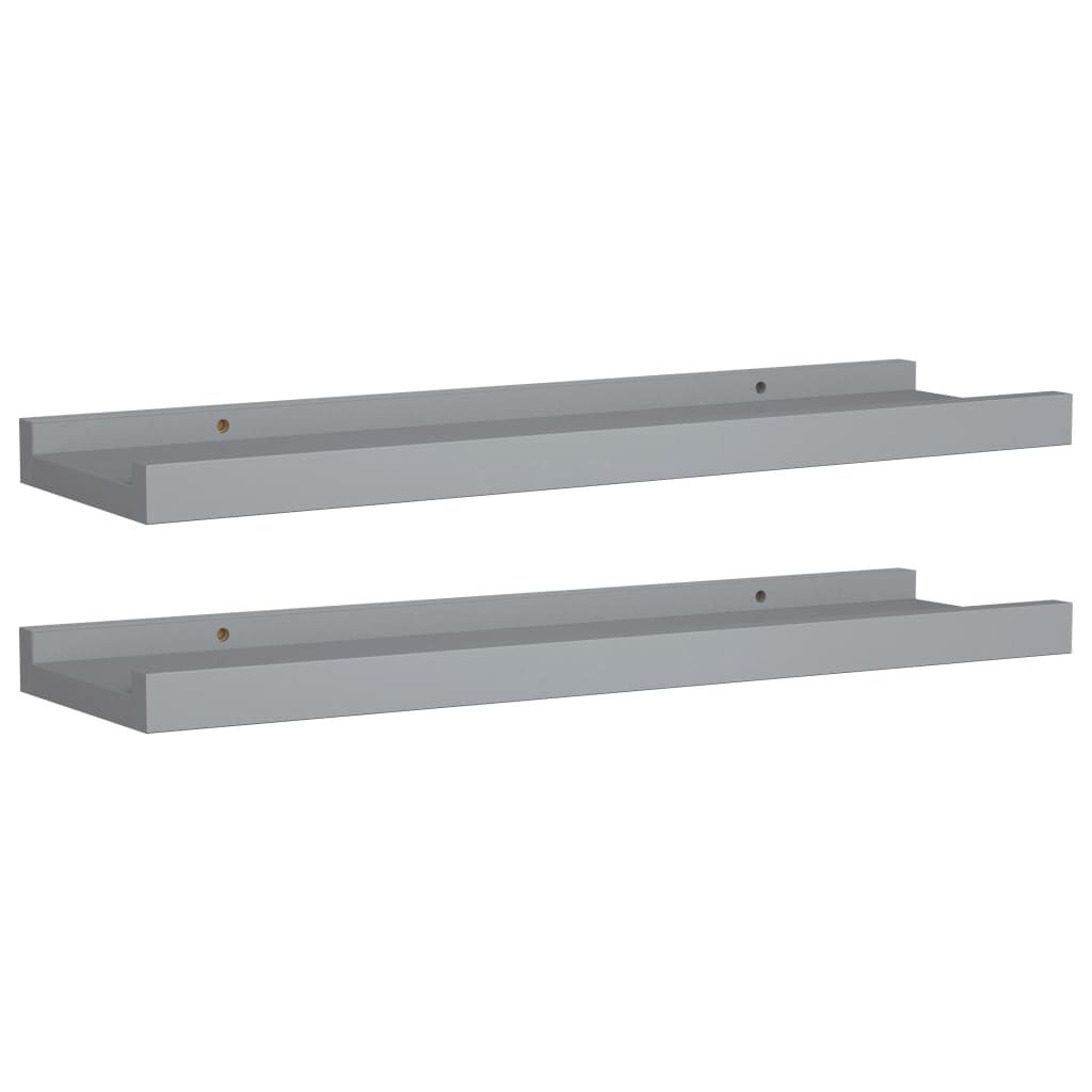 Tauluhyllyt 2 kpl harmaa 40x9x3 cm MDF (23934)