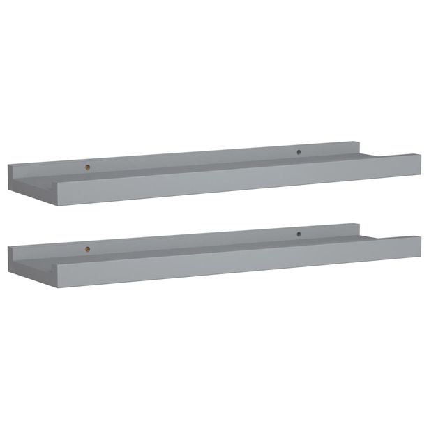 Tauluhyllyt 2 kpl harmaa 40x9x3 cm MDF (23934)