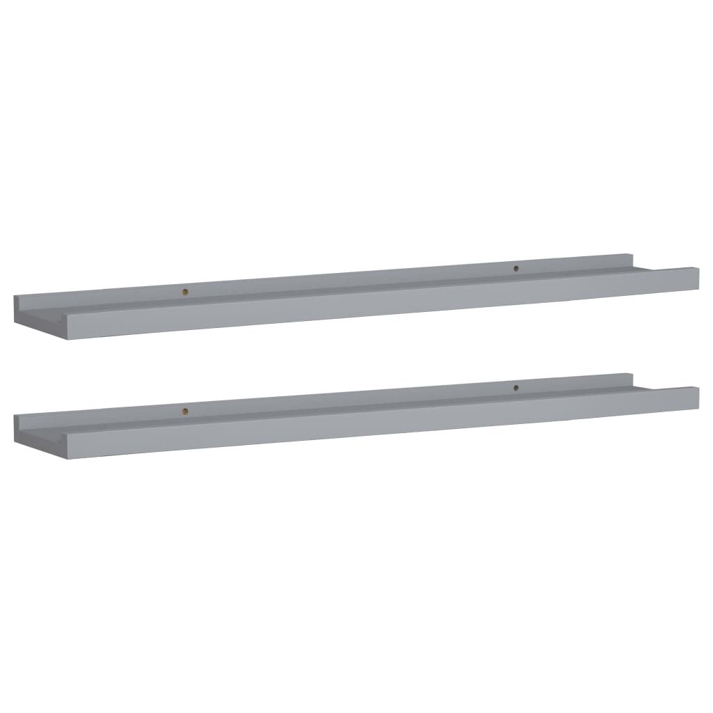 Tauluhyllyt 2 kpl harmaa 80x9x3 cm MDF (23936)