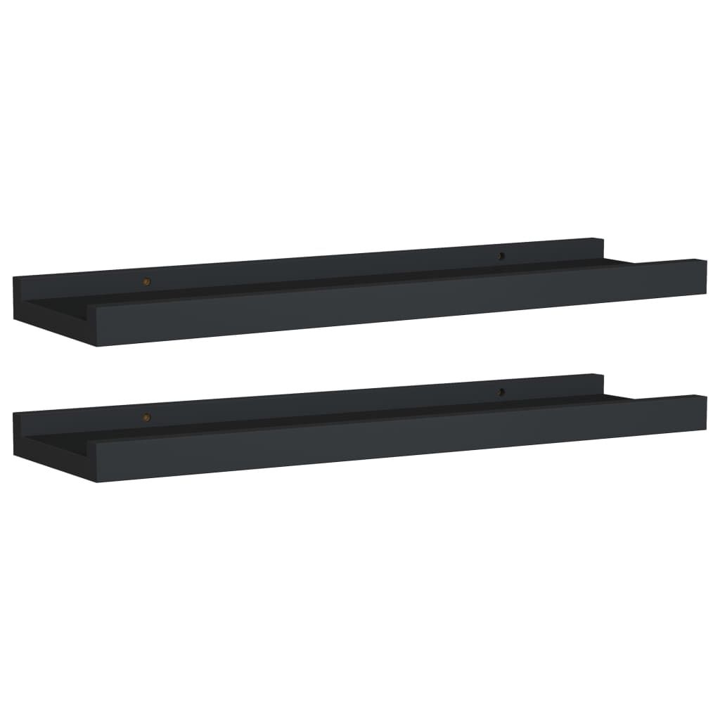 Tauluhyllyt 2 kpl musta 40x9x3 cm MDF (23931)
