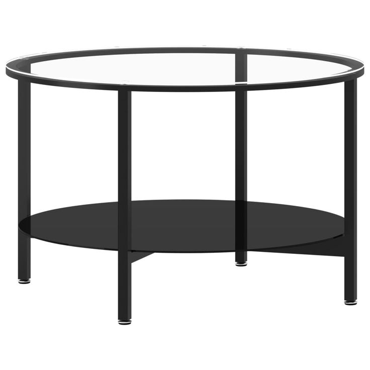 Teepöytä musta ja läpinäkyvä 70 cm karkaistu lasi (31618)