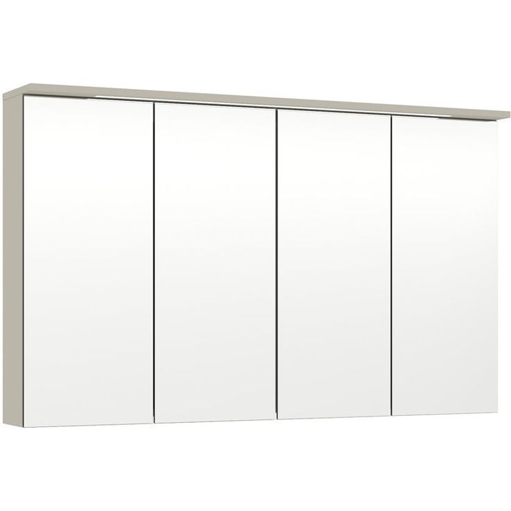Peilikaappi LED-valolla Temal Unic, 120x20cm, neljällä ovella, kaksiosainen pistorasia
