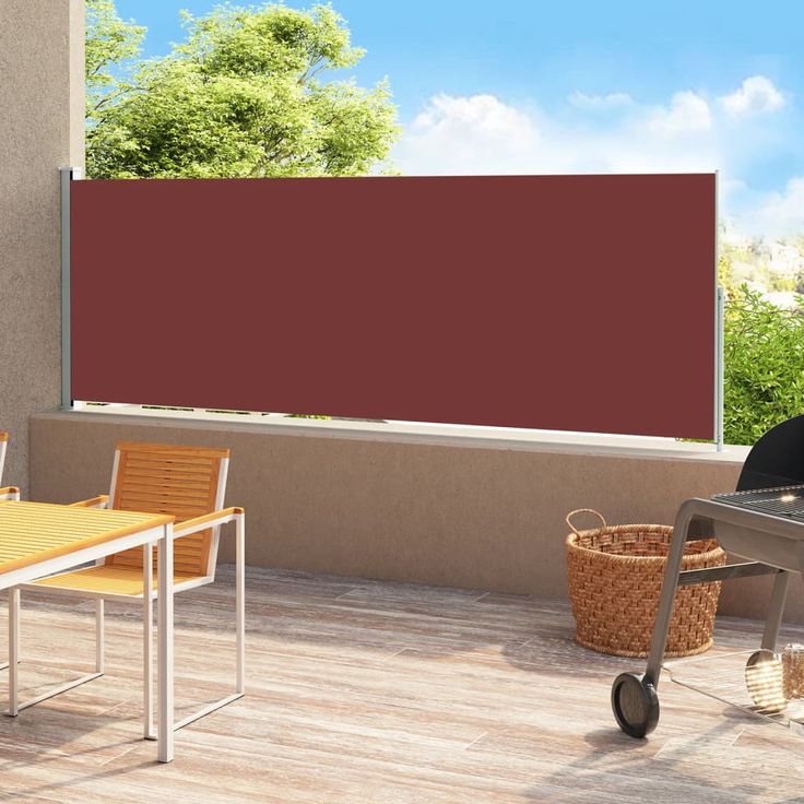 Terassin sivumarkiisi 180x500 cm, sisäänvedettävä, ruskea