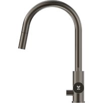 Keittiöhana INOX by Tammiholma Q1, ulosvedettävä juoksuputki ja APK-venttiili, gun metal