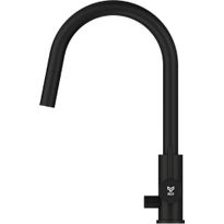 Keittiöhana INOX by Tammiholma Q1, ulosvedettävä juoksuputki ja APK-venttiili, mattamusta