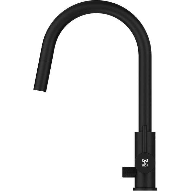 Keittiöhana INOX by Tammiholma Q1, C-putki, ulosvedettävä juoksuputki ja APK-venttiili, mattamusta