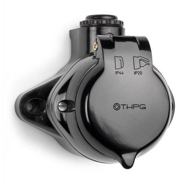 Pistorasia THGP, IP44, pinta-asennus, musta, bakeliitti