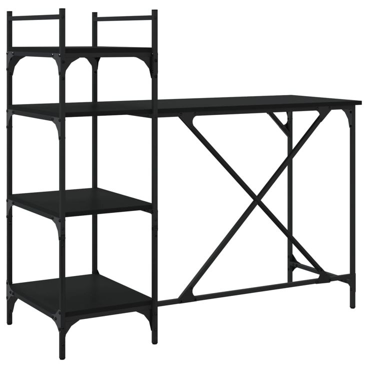 Tietokonepöytä hyllyillä musta 120x47x109 cm (36213)