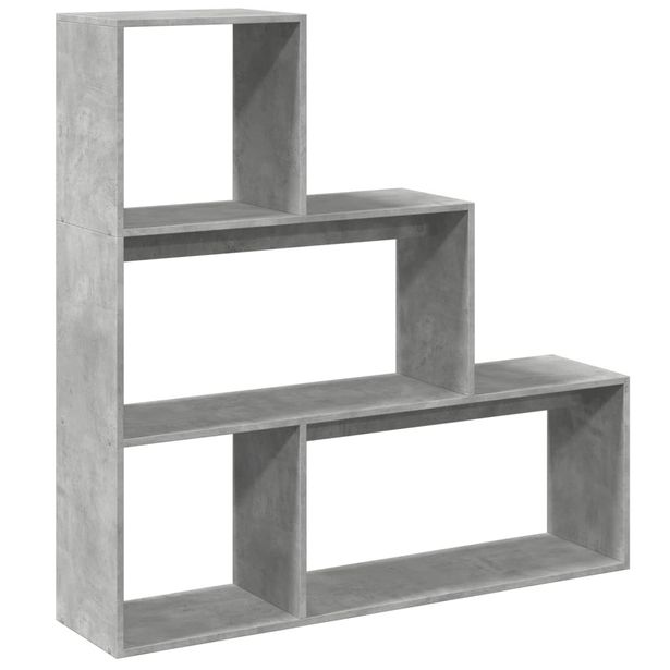 Tilanjakaja 3 tasoa betoninharmaa 123x29x123 cm tekninen puu (57988)