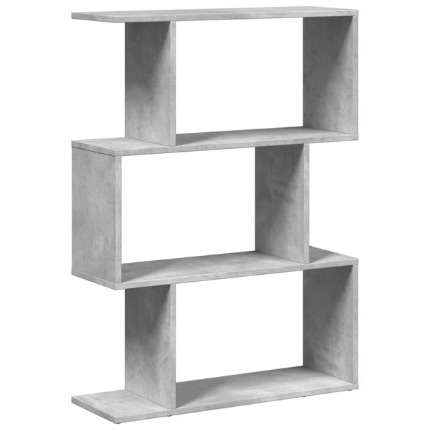 Tilanjakaja 3 tasoa betoninharmaa 70x24x97 cm tekninen puu (58114)
