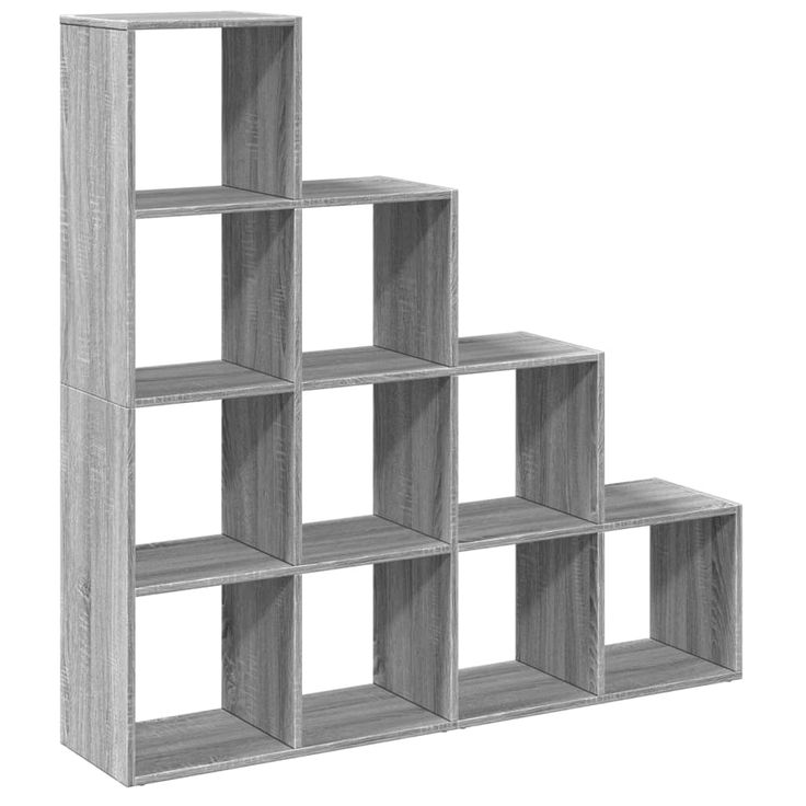 Tilanjakaja 4 tasoa harmaa 131,5x29x131,5 cm tekninen puu (57972)
