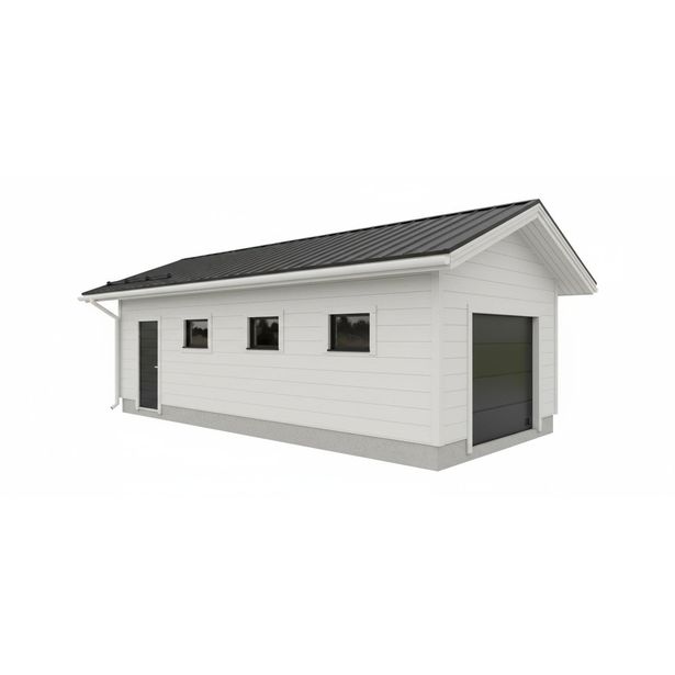 Runkopaketti Aarni yhden auton eristettävälle tallille varastolla, kerrosala 39 m²