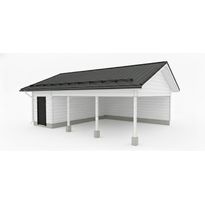 Autokatoksen runkopaketti Aarni, kahden auton seinällinen katos ja varasto, kerrosala 17 m²