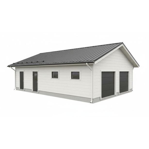 Runkopaketti Aarni kahden auton eristettävälle tallille varastolla, kerrosala 86 m²