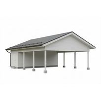 Autokatoksen runkopaketti, kahden auton avoin katos kylmällä varastolla, kerrosala 21 m²