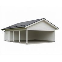 Autokatoksen runkopaketti, kahden auton seinällinen katos kylmällä varastolla