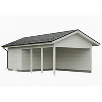 Autokatoksen runkopaketti, yhden auton seinällinen katos kylmällä varastolla, kerrosala 13 m²