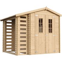 Pihavaja polttopuukatoksella Timbela M386C, 4.47m², eri vaihtoehtoja