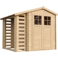 Pihavaja polttopuukatoksella Timbela M386F, 4.47m², eri vaihtoehtoja