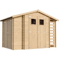 Pihavaja polttopuukatoksella Timbela M389, 5.41m², eri vaihtoehtoja