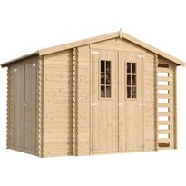 Pihavaja polttopuukatoksella Timbela M389C, 5.41m², eri vaihtoehtoja