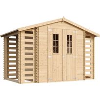 Pihavaja polttopuukatoksella Timbela M391C, 5.47m², eri vaihtoehtoja