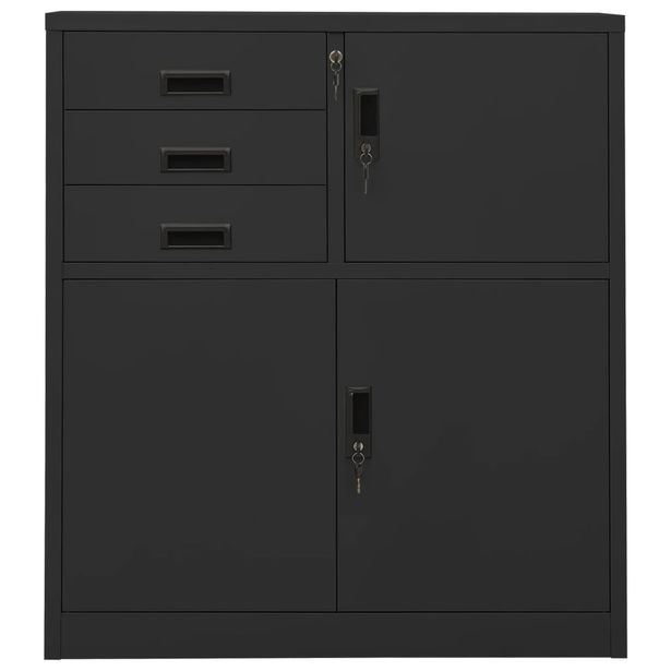 Toimistokaappi antrasiitti 90x40x102 cm teräs (36408)