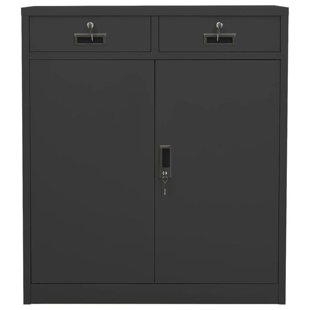Toimistokaappi antrasiitti 90x40x102 cm teräs (36412)