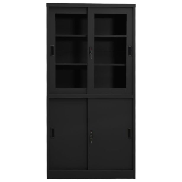 Toimistokaappi liukuovella antrasiitti 90x40x180 cm teräs (35965)