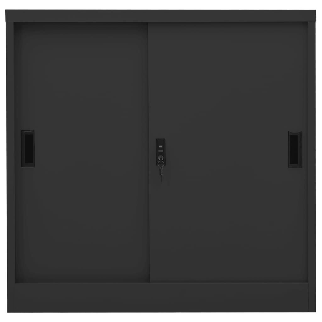 Toimistokaappi liukuovella antrasiitti 90x40x90 cm teräs (35953)