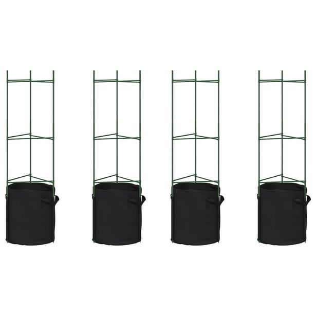 Tomaattihäkki kasvipussilla 4 kpl 116 cm teräs ja PP (81484)