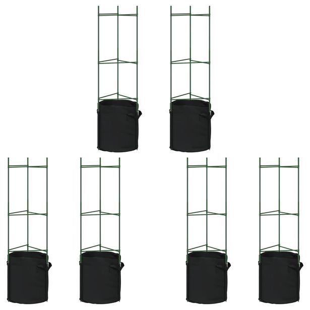 Tomaattihäkki kasvipussilla 6 kpl 116 cm teräs ja PP (81488)