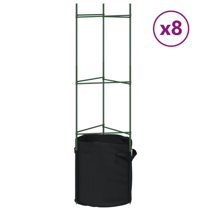 Tomaattihäkki kasvipussilla 8 kpl 116 cm teräs ja PP (81492)