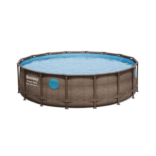 Uima-allassetti Bestway Power Steel Swim Vista, 488x122cm, pyöreä, ikkunalla