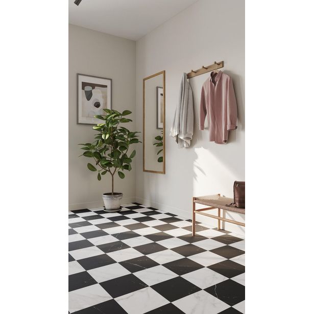 Vinyylimatto Tarkett Iconik T-Extra Logis Black & White, leveys 2m, pituus 4 m, Verkkokaupan poistotuote