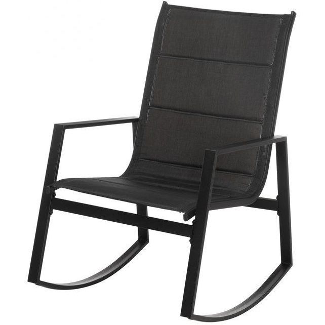 Puutarhan keinutuoli 4Living Malaga, topattu textilene, musta