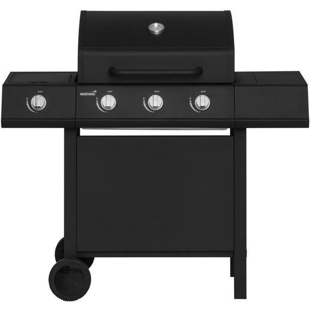 Kaasugrilli Mustang Kingsville 3+1 Black, 3 poltinta, sivukeitin