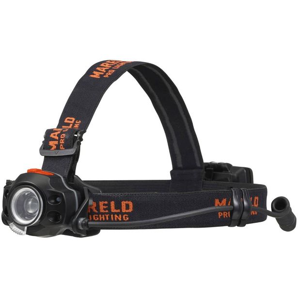Otsalamppu Mareld Piko 550RE, ladattava, hybridi, IP64, musta/oranssi