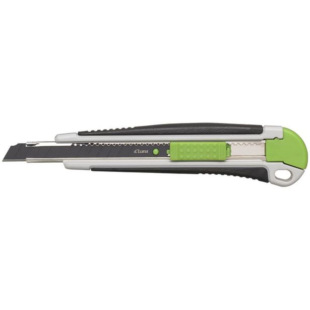 Katkoteräveitsi Luna Tools L9mm, Push Lock, ABS-runko, kumipinnoitettu